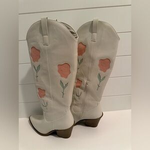 Universal Thread Floral Embroidered Knee-High Cowboy Boots Size 9.5